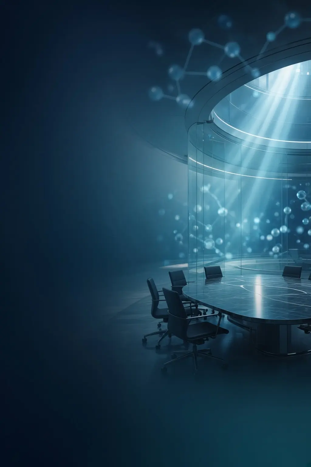 Representative corporate boardroom and science visual.